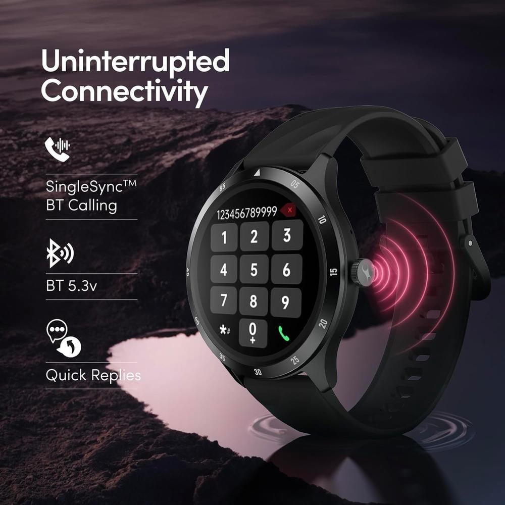 Titan Fastrack Jupiter Flex Black Smart Watch 1.38 Inch Ultravu Round Display Bluetooth Calling Health Suite AOD