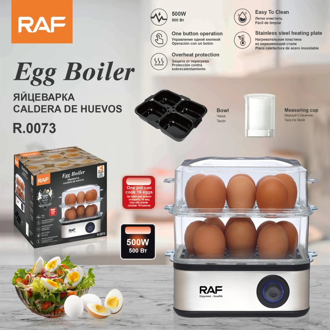 RAF R.0073 NEW Electric Egg Boiler 2 Layers 16 Eggs Steamer Egg Cooker for Kids and Family