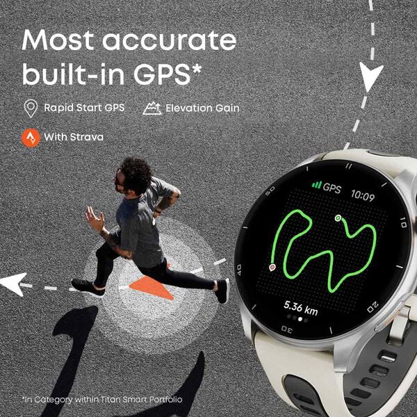 Titan Celestor Smart Watch 1.43"Amoled Round Display, Opto-mechanical Crown, In-built Gps, Altimeter, Barometer, Compass, Bt Calling Black/black