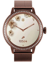 Titan Valerie Women's Smart Watch 1.2" Amoled Round Ss Case Mesh + Silicone Strap Women's Health Suite Skin Temp. Sensor Bt Calling Aod Brown