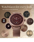 Titan Valerie Women's Smart Watch 1.2" Amoled Round Ss Case Mesh + Silicone Strap Women's Health Suite Skin Temp. Sensor Bt Calling Aod Brown