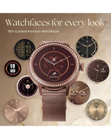 Titan Valerie Women's Smart Watch 1.2" Amoled Round Ss Case Mesh + Silicone Strap Women's Health Suite Skin Temp. Sensor Bt Calling Aod Brown