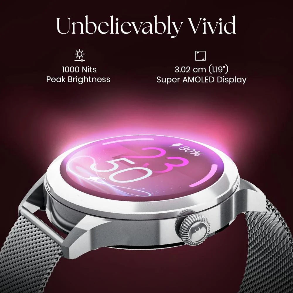 Titan Fastrack Vybe Women's Smart Watch 1.19" Amoled Round Health Suite Women's Health Bt Calling Metal Rose Gold