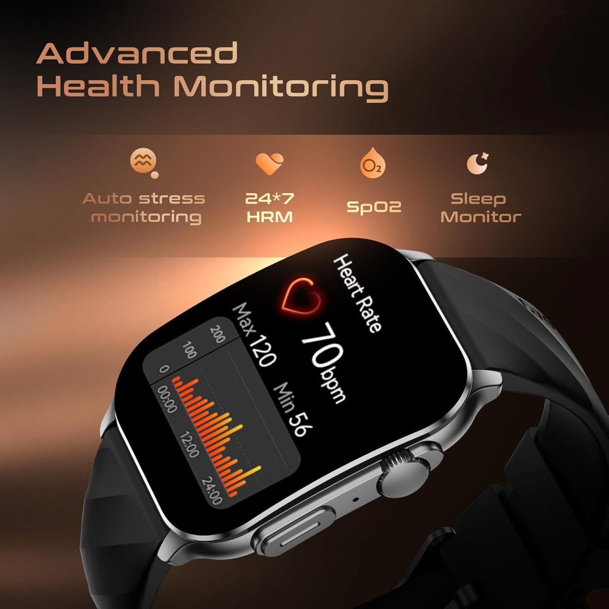 Titan Fastrack Horizon S1 Smart Watch 1.96" Amoled Arched Display, Functional Crown, Bt Calling, Health Suite,  Gun Metal Case Black Silicone Strap