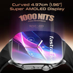 Titan Fastrack Horizon S1 Smart Watch 1.96" Amoled Arched Display, Functional Crown, Bt Calling, Health Suite,  Gun Metal Case Black Silicone Strap