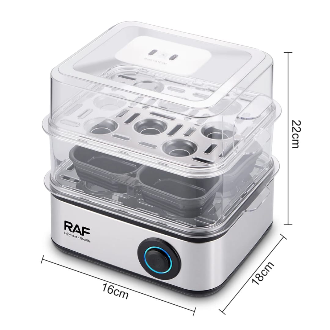 RAF R.0073 NEW Electric Egg Boiler 2 Layers 16 Eggs Steamer Egg Cooker for Kids and Family