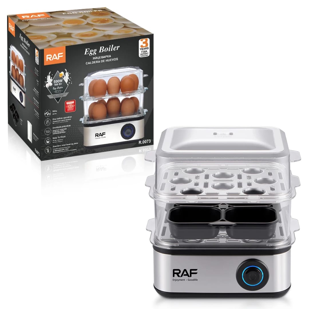 RAF R.0073 NEW Electric Egg Boiler 2 Layers 16 Eggs Steamer Egg Cooker for Kids and Family