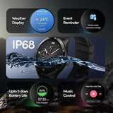 Titan Fastrack Jupiter Flex Black Smart Watch 1.38 Inch Ultravu Round Display Bluetooth Calling Health Suite AOD